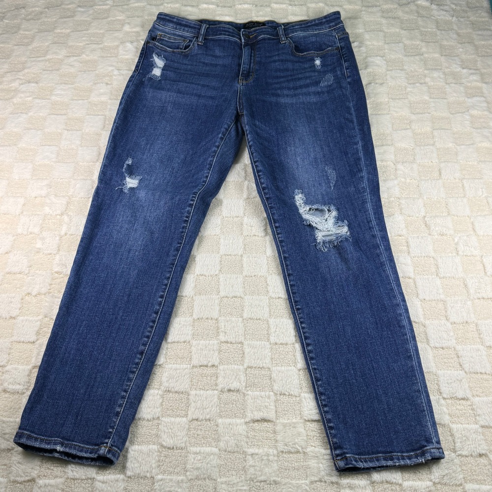 Judy Blue Women's Denim Jeans Distressed Ripped‎ Slim Fit Ankle Length